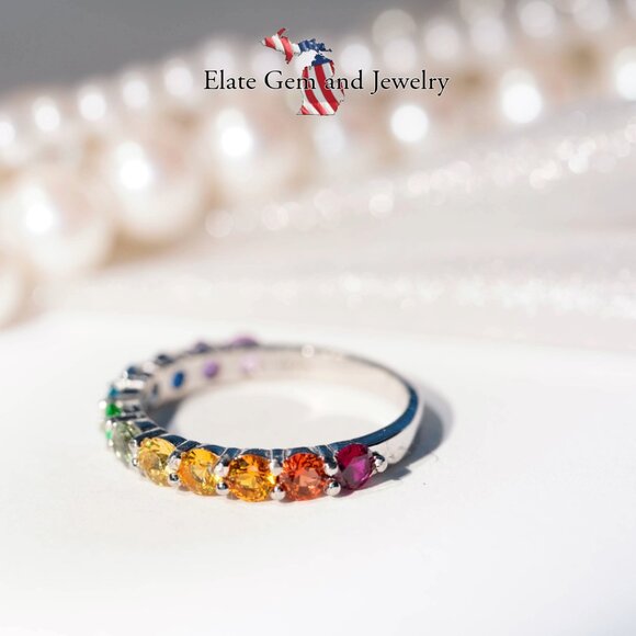 12 Stone Rainbow Pride Ring - Price includes custom sizing - Picture 14 of 14